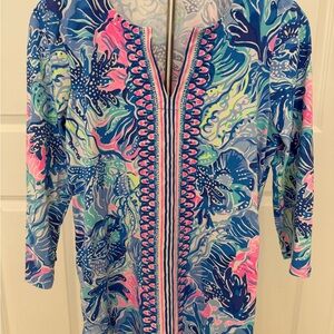 Lilly Pulitzer Blue and Pink Tropical Tunic